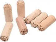 Anneome 7pc Natural Wood Pottery Stamps DIY Tool Set Clay Decorative Stamps for DIY Crafts