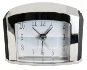 TELETIME:BLACK/SILVER METAL CASE ELEGANT STYLE BEDSIDE/ DESK TOP ALARM CLOCK