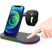 3 in 1 Wireless Fast Charging Dock-Black