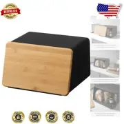 Elegant Metal Bread Box with Bamboo Cutting Board Lid - Modern Kitchen Storage
