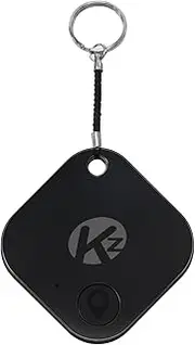 KZO Bluetooth Tracker Smart Tag for Keys, Bags, and More, Phone Finder, iOS and Android Compatible, Water-Resistant, Loud Ring, Replaceable Battery, Black, 1 Pack