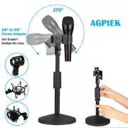 Desktop Microphone Stand with Mic Clip Adjustable Tripod Base Tabletop Foldable