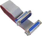 CablesOnline, 12 Inches DB25 Male to DB25 Female 25-Conductor 28awg Straight-Through RS232, Parallel, SCSI Flat Ribbon Extension Cable, S-5F01F