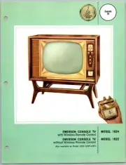 1961 Emerson Console TV Model #1622, # 1624 Sales Brochure Flyer Print Ad