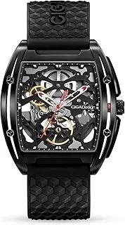 [Generic] CIGA Design Z Series Automatic Mechanical Watch, Luxury Skeleton Wristwatch Tonneau with Leather and Silicone Strap Stainless Steel Business Dress Waterproof Timepiece Gifts for Men and Women