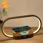 LED Bedside Table Lamp with Wireless Charger, USB Port, Touch Control, Clock