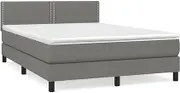 Bedroom Furniture Box Spring Bed with Mattress Dark Grey 137x187 cm Double Size Fabric