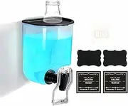 Suaetiai Mouthwash Dispenser For Bathroom, Wall Mounted Mouthwash Dispenser, 21oz Plastic Mouth Wash Container With Adhesive Hook And 2 Reusable Glass Cups/2 Pcs Label - 1 Pack