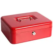 Cash Box with Money Tray, Parrency Large Money Box with Key Lock, 9.8 x 7.9 x