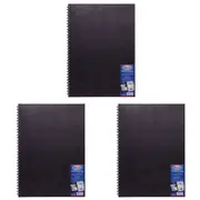 3x Jasart A4 Wire Bound Visual Diary 60-Sheets Writing Stationery Black/White