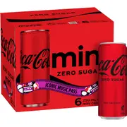 Coca-Cola Zero Sugar Soft Drink Mini Cans 6 x 250ml