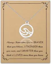 [BNQL] Ocean Waves Necklace Ocean Jewelry Gifts Beach Lover Gift Surfer Beach Ocean Jewelry Gifts Beach Necklaces Summer Necklace, Large, Stainless Steel, No Gemstone