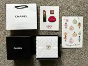 Rare VIP Gift Set of Chanel Notepad Sticky Notes with Heavy Gold Base Paper Bag