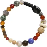 [RYEPOLNIX] Bracelet Chinese natural stone color agate jade bracelet Adjustable bracelet Smooth healthy lucky jade men and women's summer Chinese Hanfu cheongsam accessories/767