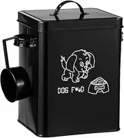 Cat Food Storage Container, Metal Dog Food Storage Container, Good Sealing Square Dog Can with Lid and Spoon, Large Capacity Tin Storage Can, Well Sealed Pet Food Containers for Home