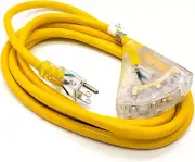 10 Ft - 10 Gauge Heavy Duty Extension Cord - 3 Outlet Lighted SJTW - Indoor/Outd