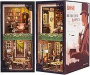 CuteFun Rose Detective Agency，DIY Book Nook Kits for Adults - Wooden Dollhouse- 3D Puzzle with LED Lights - Miniature House Kit for Collectors and Decorations