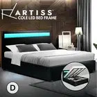 Artiss Cole Bed Frame Double Size Modern LED Gaslift Storage Mattress Base Black