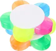 DOITOOL 2 Pcs Fluorescent Highlighter Pens Half Petal Shaped Dual Tip Brush for Note Taking Drawing Journaling and Crafting for Students and Artists