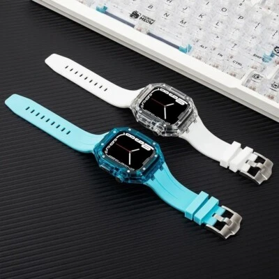 Modification Kit For Apple Watch 45mm 44mm Transparent Case & Silicone Band