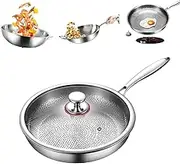 Titanium Hammered Pan Pro with Lid, Non Stick Titanium Nutri Pans, 2025 Ultra-Durable Scratch-Resistant Non Stick Nutri Pan for Cooking, Heats Quickly (30cm/11.81in)