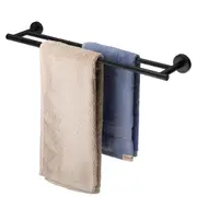 ACA 75cm Wall Mounted Double Round Towel Rail Rack Holder Stainless Steel Black