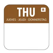 Hygiplas Day of the Week Removable Label Thursday 1'' (Roll 1000)