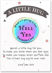 Sisadodo Yes or No Decision Maker Coin for Women Men A Little Hugs Token Funny Question Answer Tokens with Greeting Card