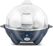 Elite Gourmet EGC710BG Rapid Egg Cooker, 7 Easy-To-Peel, Hard, Medium, Soft Boiled Eggs, Poacher, Omelet Maker, Auto Shut-Off, Alarm, 16-Recipe Booklet, BPA-Free, Slate Blue