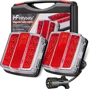Hifybaty Magnetic LED Trailer Towing Light Kit - Magnetic Trailer Lights 24ft Cable with 7 Pin Plug Board Tail Brake Stop Indicator License Plate Light Lamp for Trucks Trailers RVs SUVs