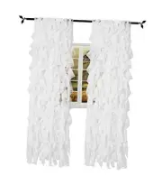 Cascade Shabby Chic Sheer Voile Vertical Ruffled Waterfall Window Curtain