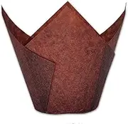 MyBakning Jumbo Extra Large size Brown Tulip Baking Cups 2-1/4"(Base diameter) x 3-3/4"(Wall height) Greaseproof paper baking cupcake Muffin liners, Case of 130 pcs