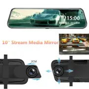 10in Car Touch Mirror Stream Media Dash Camera Dual Len Video Recorder Rearview