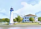 Biloxi Lighthouse & Visitor Center, MS Gulf Coast. James Mann Watercolor Prints