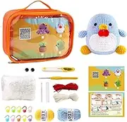 Cute Animal Pattern Crochet Starter Kit for Beginners - Complete Set for Adults and Kids - DIY Penguin Project