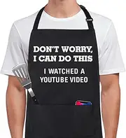 100% Cotton Funny Apron for Men Women Adjustable Bib Aprons with 2 Pockets Grill Kitchen Cooking BBQ One Size Fits All