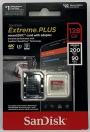 SanDisk Extreme 128GB UHS-I U3 200mbs Speed MicroSDXC Card SD Adapter