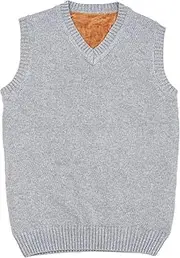 [SWJGLITTR] Men's Wool Blended Pullover Vest Solid Plain Sleeveless Knitted Knitwear Loose Fit Knit Sweater Vests