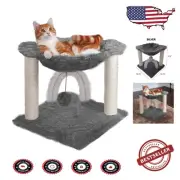 15.75" Interactive Indoor Cat Playground with Hammock & Sisal Scratching Posts