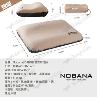 【Nobana】3D海綿自動充氣枕頭 四色 (悠遊戶外) (8.5折)