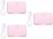 SHOWERORO 3 Pcs Wet Wipes Warmer for Car Portable Nappy Wipes Heater Wet Tissue Heating Box