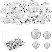 LLOUSSAK 40Pcs Silver Metal Buttons Assorted Mixed Vintage Style Silver Buttons for Blazers, Vintage Antique Silver Buttons Round Shaped for Jeans, Coat, Blazer, Suits, Jacket