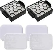 LLHome 2 HEPA +2 Foam Filters for Shark Navigator Pet Plus NV150, NV251,NV255 and Zero-M Self-Cleaning Brushroll Pet Pro ZU62,ZU62C,ZU60 Upright Vacuum,Replaces Parts 1238FT60 & 1239FT60.