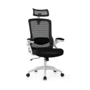 Costway Mesh Office Chair Executive Armchair w/Adjustable Headrest White