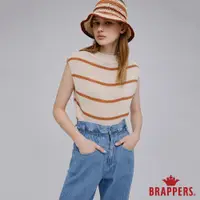 在飛比找蝦皮商城優惠-BRAPPERS 女款 條紋落肩短袖線衫-杏色