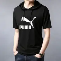 在飛比找旋轉拍賣優惠-Puma 彪馬運動短袖帽T 男生 棉質 黑白 經典基礎款 連