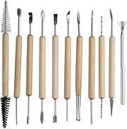 ATDORO 11PCS Pottery Clay Sculpting Tools Set, Clay Tool Wood Carving Tools Pottery Clay Modelling Tools Double-Ended for Sculpture Modelling Clay Polymer Ceramic Embossing