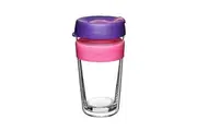 KeepCup LongPlay Reusable 454ml Glass Coffee Cup Travel Drink Water Mug Bloom