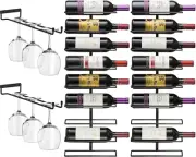 Wall Mount Wine Rack + under Cabinet Wine Glass Holder Set - Wine Rack Wall Moun