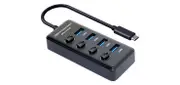 D2357B USB Type C 3.0 4 Port Powered Hub With Switching